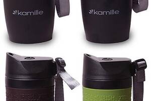 Термокружка Kamille Coffee 380мл с ремешком, нержавеющая сталь