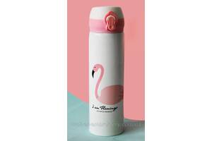 Термос-бутылка 500 мл металлический 'Фламинго' вакуумная термокружка для кофе и чая термос
