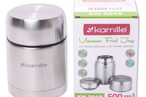 Термос для еды из нержавеющей стали Kamille 500 мл Хром (KL225366)