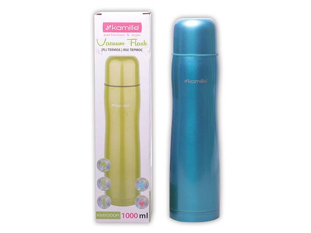 Термос голубой 1000ml из нержавеющей стали KL226065 Kamille