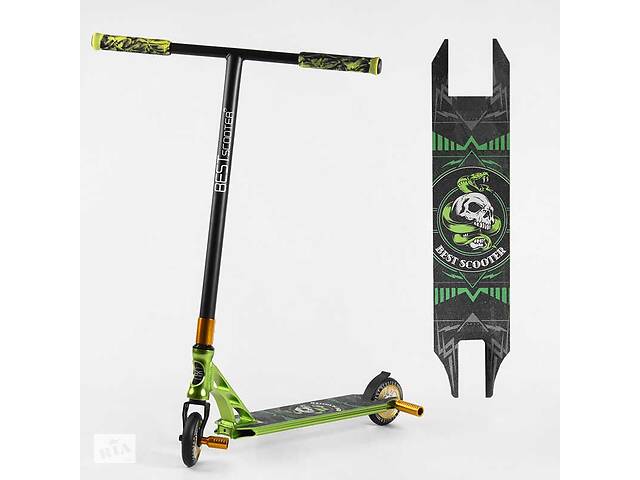 Трюковый самокат Best Scooter Snake`n`Skull HIC-система пеги анод колёса 110 мм зелёный 85784