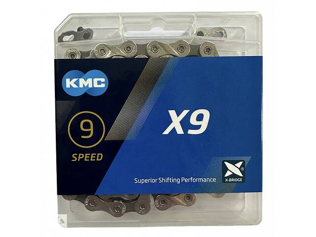 Цепь KMC X9 Silver/Gray 122 звена 1/2 X 11/128 box Серебристый (C-X939)