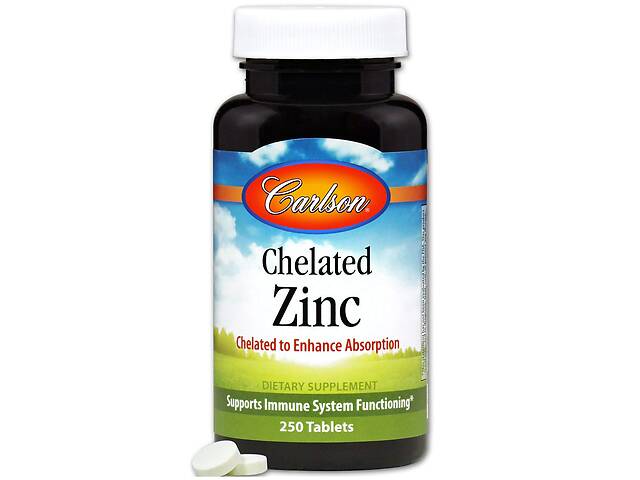 Цинк хелатный, Carlson Labs, Chelated Zinc, 250 таблеток (3971)