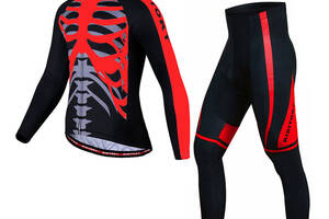 Вело костюм для мужчин KIDITO KM-CT-18 3XL кофта с длинным рукавом штаны Skeleton Red