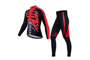 Вело костюм для мужчин KIDITO KM-CT-18 5XL кофта с длинным рукавом штаны Skeleton Red