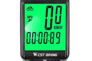 Велокомпьютер West Biking 0702054 Green с подсветкой Проводной