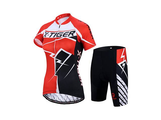 Велокостюм женский X-Тiger XW-DT-15401 короткий рукав + шорты 2XL Черный с красным