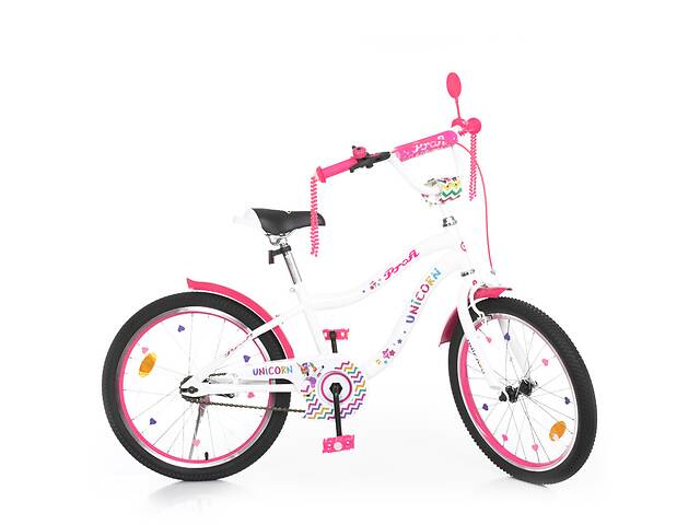 Велосипед дитячий PROF1 Y20244 20 дюймів, біло-малиновий