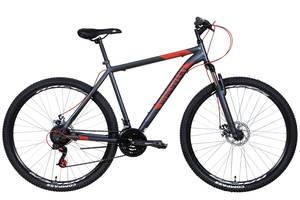 Велосипед горный Discovery RIDER AM DD 2022 21' ST 29' Темно-серебристый с красным
