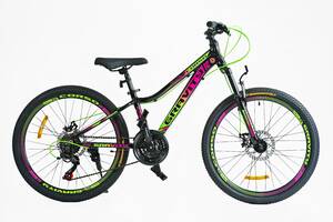 Велосипед спортивный 24' Corso GRAVITY Shimano 21 скорость Green and pink (147754)