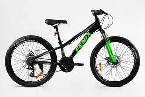 Велосипед спортивный Corso 24' FENIX 21 скорость 11’’ Black and Green (138037)