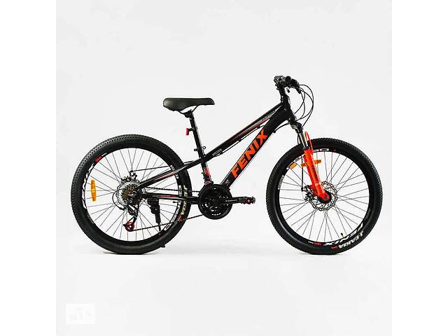 Велосипед спортивный Corso 24' FENIX 21 скорость 11’’ Black and Orange (138035)