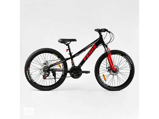 Велосипед спортивный Corso 24' FENIX 21 скорость 11’’ Black and Red (138034)