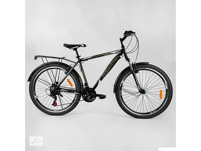 Велосипед Спортивный CORSO «Phantom» 26' дюймов 83474 (1) рама металлическая, SunRun 21 скорость, крылья, багажн...