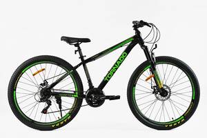 Велосипед Спортивный Corso TORNADO 27.5' 21 скорость 15.5' Shimano Black and Green (149117)