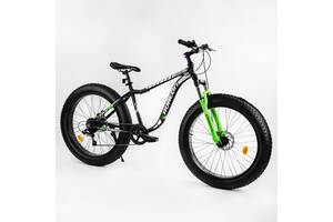 Велосипед спортивный фэтбайк алюминиевая рама Corso Avalon 26' Black and green (104725)