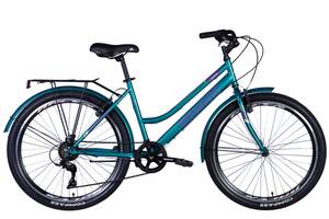 Велосипед ST 26' Discovery PRESTIGE WOMAN рама- ' с багажником задн St с крылом St 2024 (синьо-зелений)
