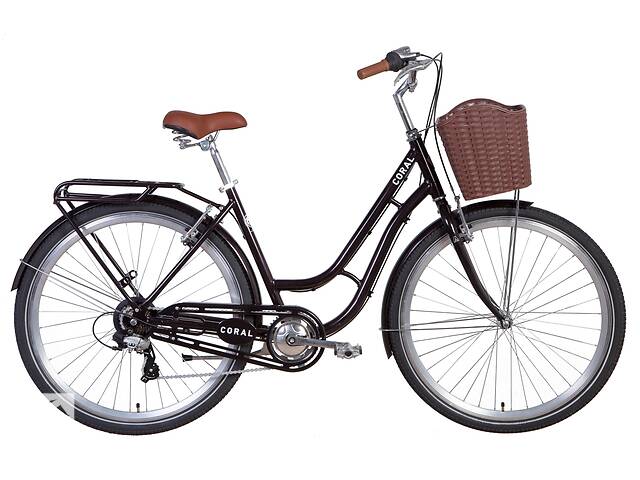 Велосипед уцененный AL 28' Dorozhnik CORAL под трещотку рама- ' с багажником зад St, с крылом St, с корзиной Pl 2021...