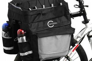 Велосипедная сумка на багажник велоштаны с дождевиком Carruzzo Черный с серым (L34F black grey)