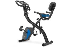Велотренажер магнитный Hop-Sport HS-3010X Grix X-Bike с эспандерами черно-синий