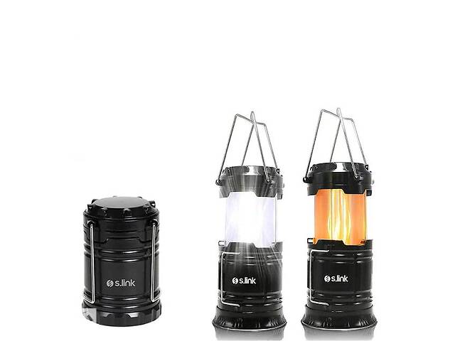 Выдвижной фонарь для кемпинга 3 штуки S.link 8710SL на батарейках Черный