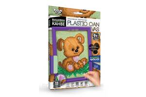 Вышивка на пластиковой канве с багетной рамкой Danko Toys Plastic Canvas: Щенок