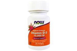 Витамин D-3 Now Foods 10000IU 120 желатиновых капсул (NF0376)