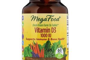 Витамин D3 1000 IU, Vitamin D3, MegaFood, 60 таблеток