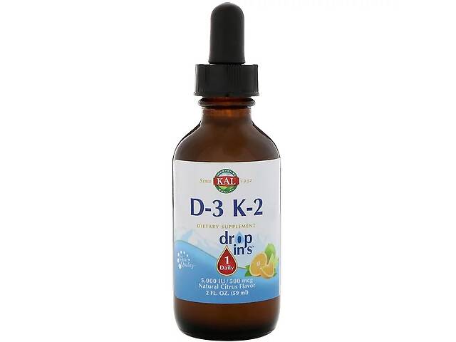 Витамин D3 и K2 KAL Vitamin D-3 K-2 Drop цитрусовый вкус 59 мл (CAL41369)