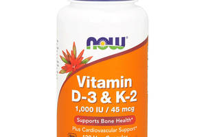 Витамин D3 и К2, Vitamin D-3 & K-2, 1,000 МЕ / 45 мкг, Now Foods, 120 капсул