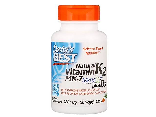 Витамин К2 Doctor's Best с Д3 Vitamin K2 plus Vitamin D3 180 мкг 60 капсул (DRB00404)
