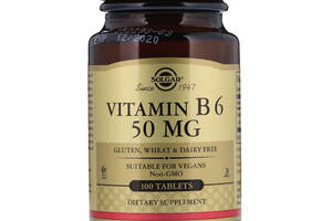 Витамин В6, Vitamin B6, Solgar, 50 мг, 100 таблеток