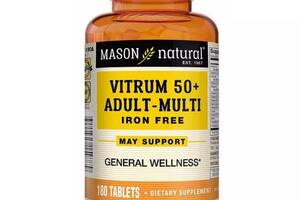 Витаминно-минеральный комплекс Mason Natural Vitrum 50 + Adult-Multi Iron Free 180 Tabs