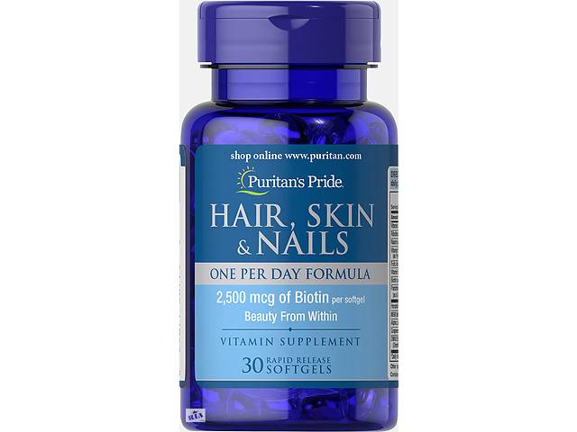 Витамины Puritans Pride Формула для волос кожи ногтей 30 капсул (31209)