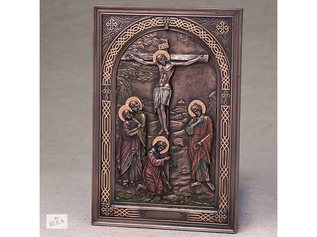 Икона настенная Veronese Распятие Иисуса 23х15х1,5 см 76555 полистоун покрытый бронзой Купи уже сегодня!