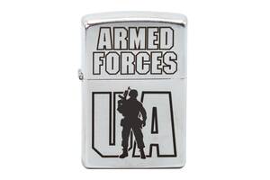 Зажигалка бензиновая Zippo Street Chrome 207 с гравировкой UA Armed Forces Серебристая (207 AFU)