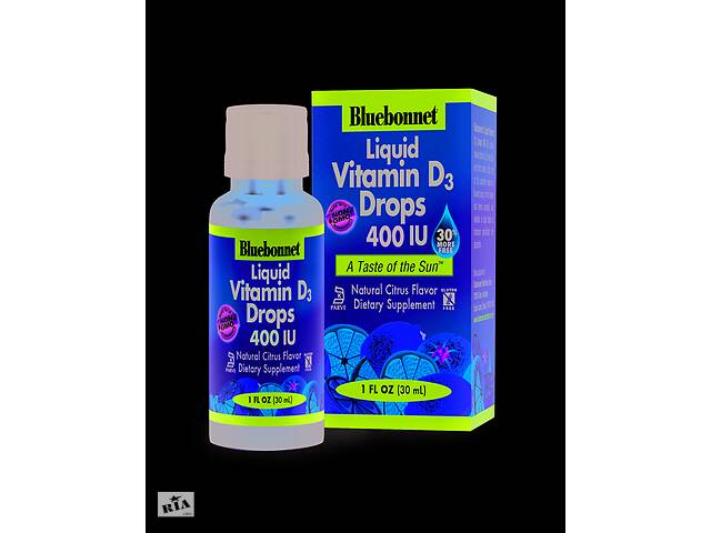 Жидкий витамин D3 400IU Bluebonnet Nutrition Вкус Апельсина 30мл