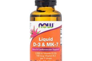 Жидкий Витамин D3 и MK-7, Liquid D-3 & MK-7, Now Foods, 30 мл (1 жидк. унция)