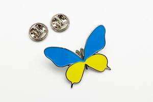 Значок Dobroznak Метелик Жовто-синій (6097)