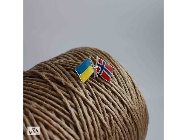 Значок Dobroznak Прапори України / Норвегії Різнокольоровий (6065)