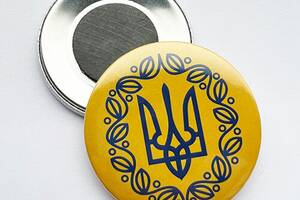 Значок на магніті Малый герб УНР (блакитний) 56мм