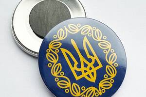 Значок на магніті Малий герб УНР (жовтий) 56мм