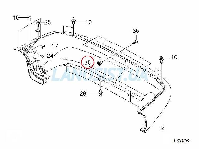 Клипса крепления заднего бампера и фонаря Ланос Авео Лачетти GM 94515242