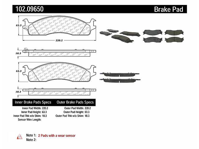 Колодки гальмівні передні CENTRIC PARTS 10209650 Dodge RAM 1500 2500 3500