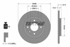 Комплект тормозных дисков (2 шт) NT0156170 на Citroen C2 2003-2010