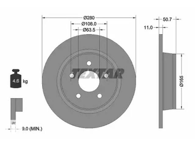 Комплект тормозных дисков (2 шт) WD0156867 на Ford Connect 2013-