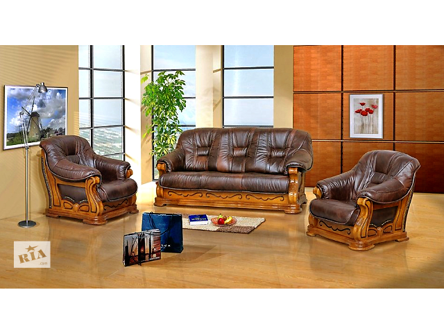 Шкіряний диван і крісло Lucca 3+1 (Нові, Польща). Шкіряні меблі, набір, комплект.