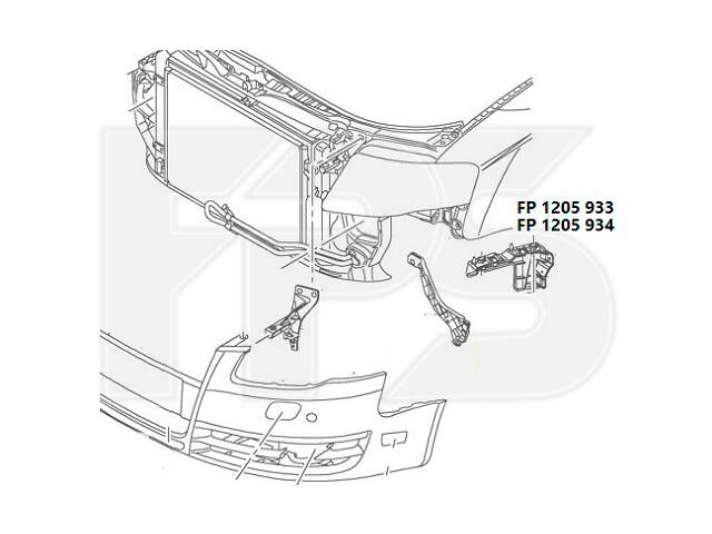 Кріплення переднього бампера праве AUDI A4 05-08 (B7)