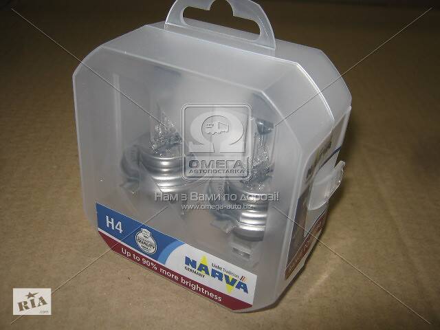 Лампа накаливания SET H4 12V 60/55 W P43t RANGE POWER +90 (к-т 2шт) (пр-во Narva)