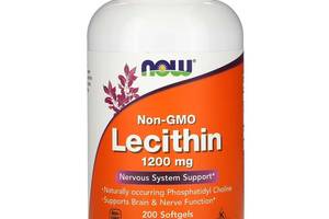 Лецитин 1200мг, Lecithin, Now Foods, 200 желатиновых капсул